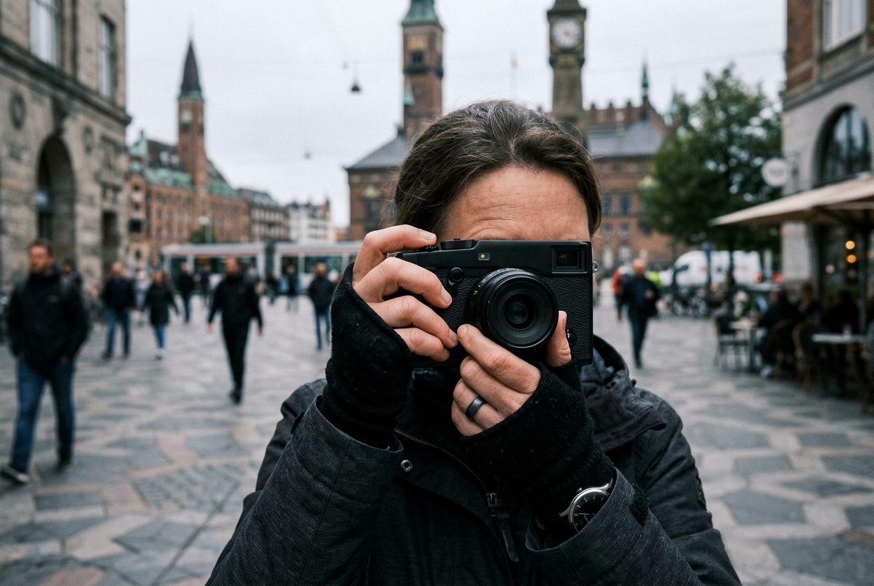 報道現場で構えられるレンジファインダー型カメラ