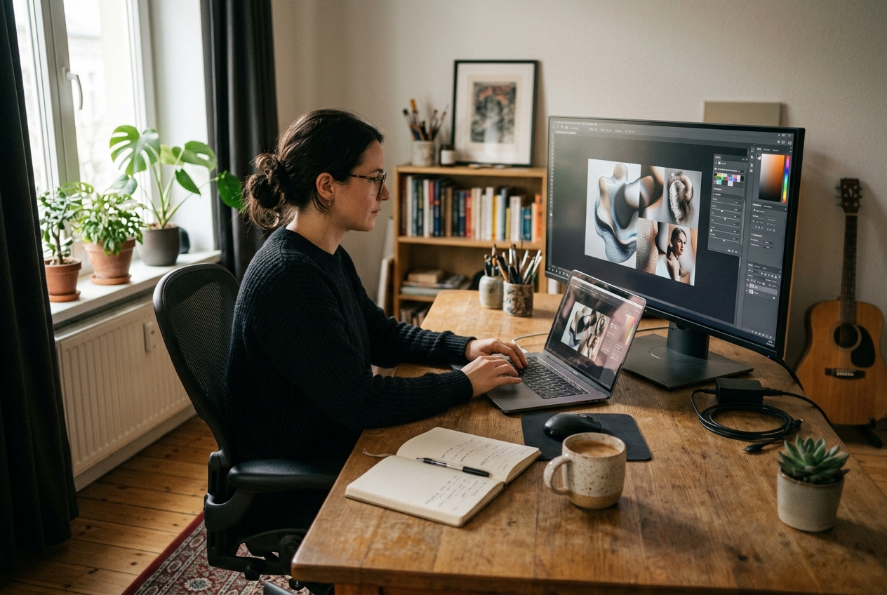 生成 AI ツールで画像を出力する作業風景